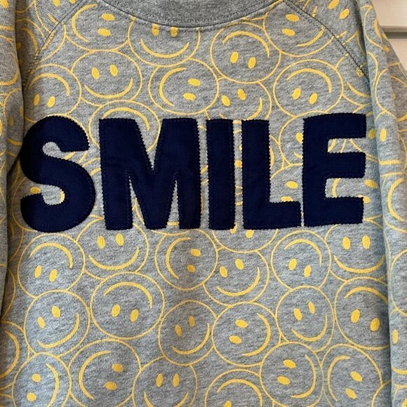 GAP kids sweatshirt "smile" navy happy face 5 grey boys girls unisex - Picture 3 of 7